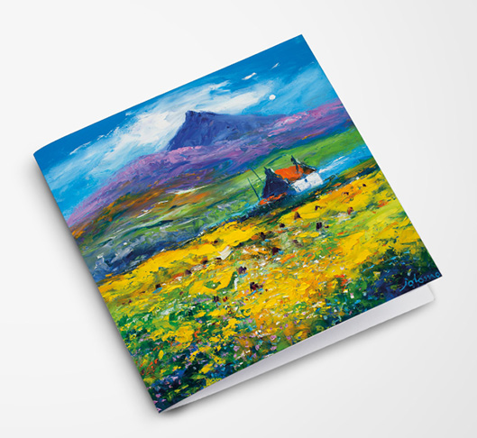 JOLOMO Greeting Card Wee Peat Stacks and Wild Machair Flowers South Uist