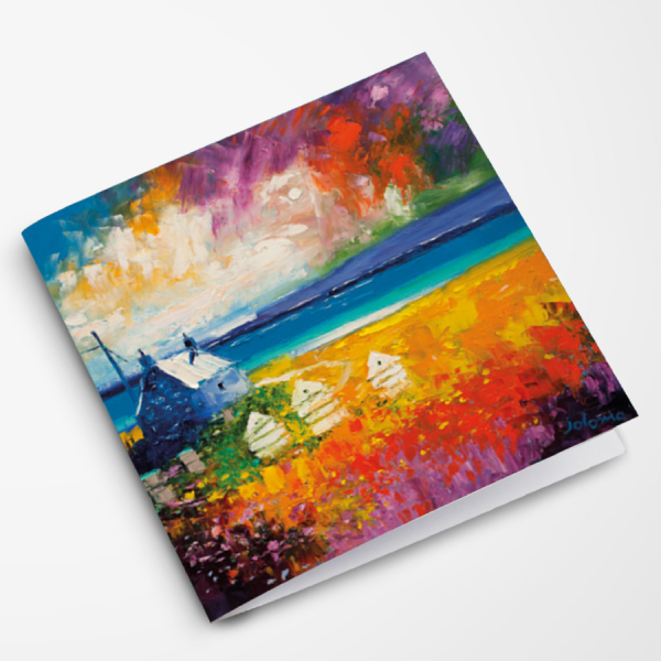JOLOMO Greeting Card Crofthouse And Beehives Morning Storm Isle of Skye